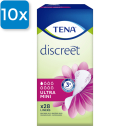Vorderseite einer Packung Tena Discreet Ultra Mini. Oben links ist ein blaues Viereck mit der Aufschrift 